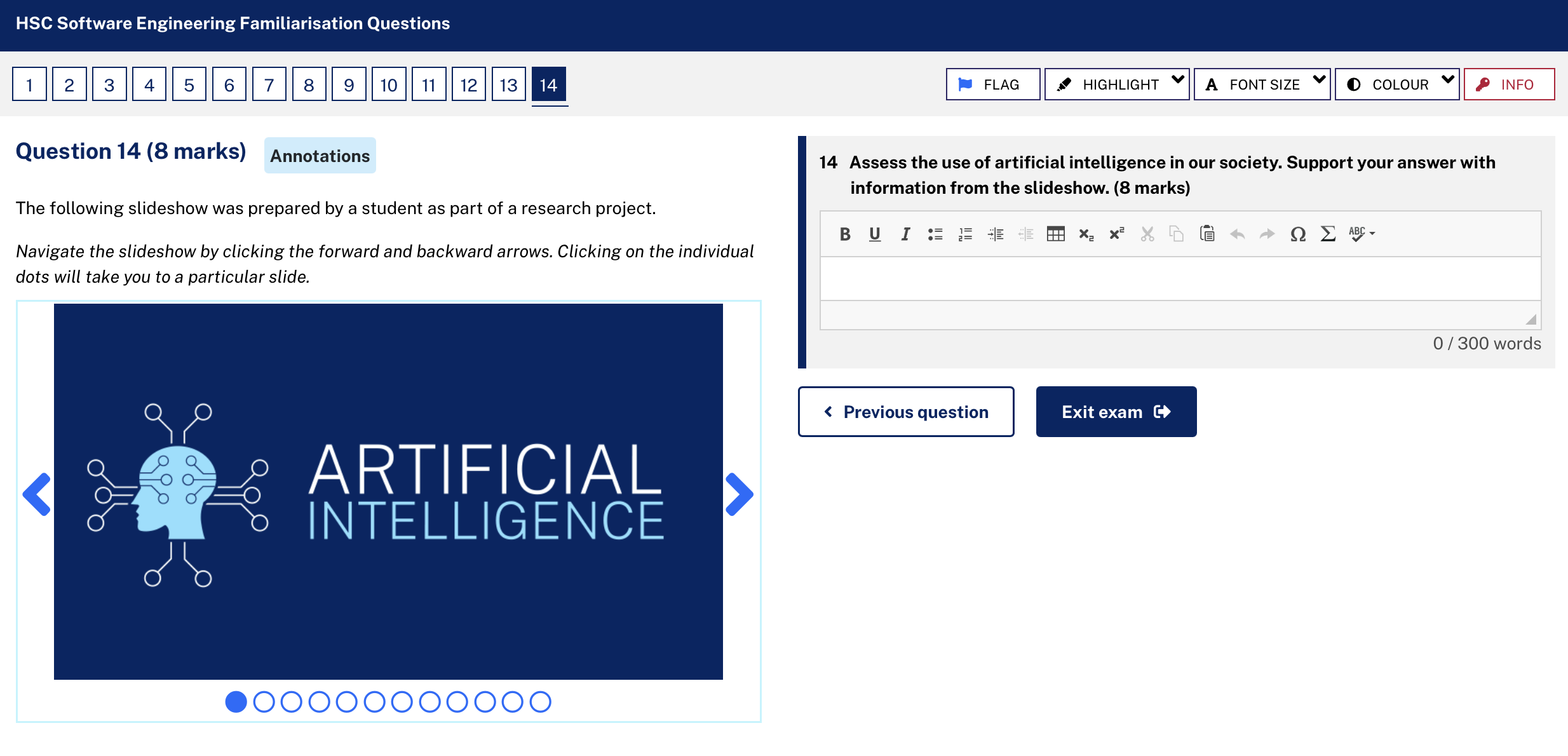 First slide of an artificial intelligence slideshow from the familiarisation question.